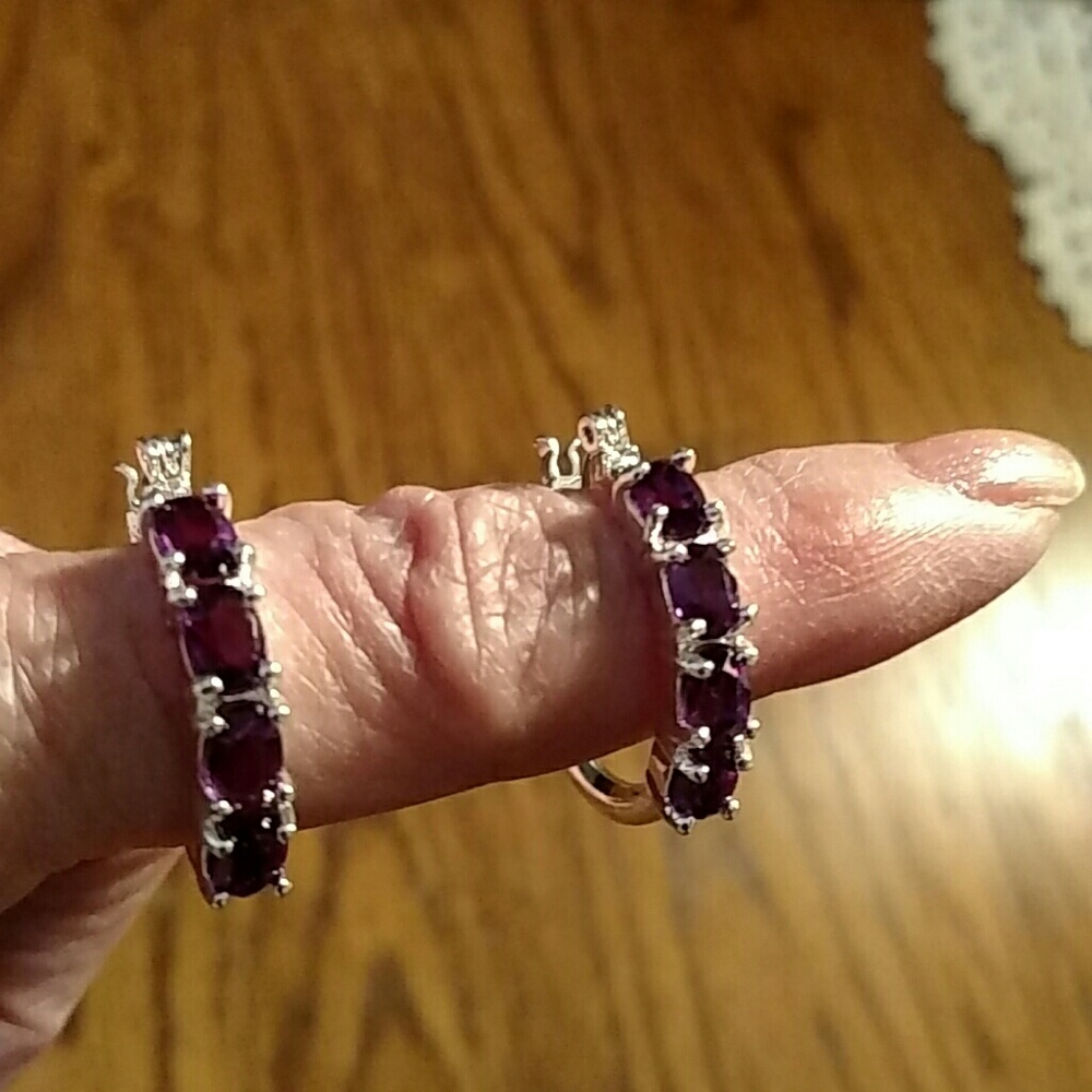 Avon Purple Stone Hoops